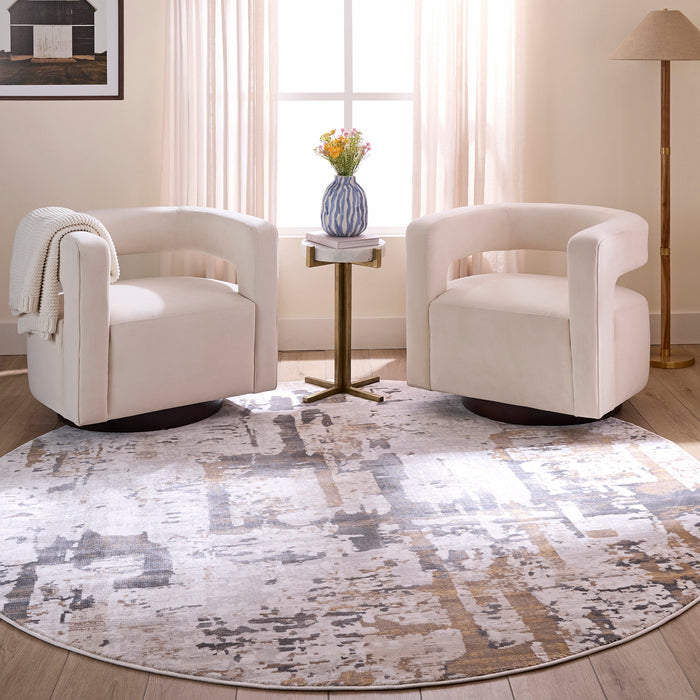 Veleka Gray Beige Painterly - U6014 - 5' Round