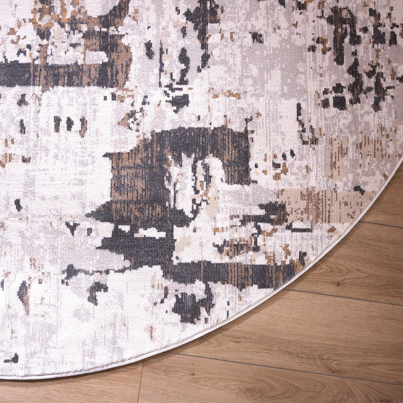 Veleka Gray Beige Painterly - U6014 - 5' Round