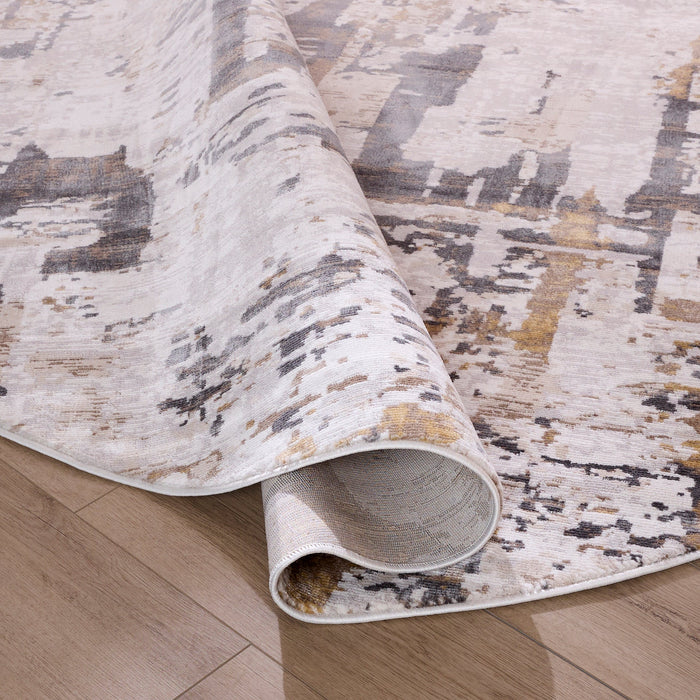 Veleka Gray Beige Painterly - U6014 - 8' Round