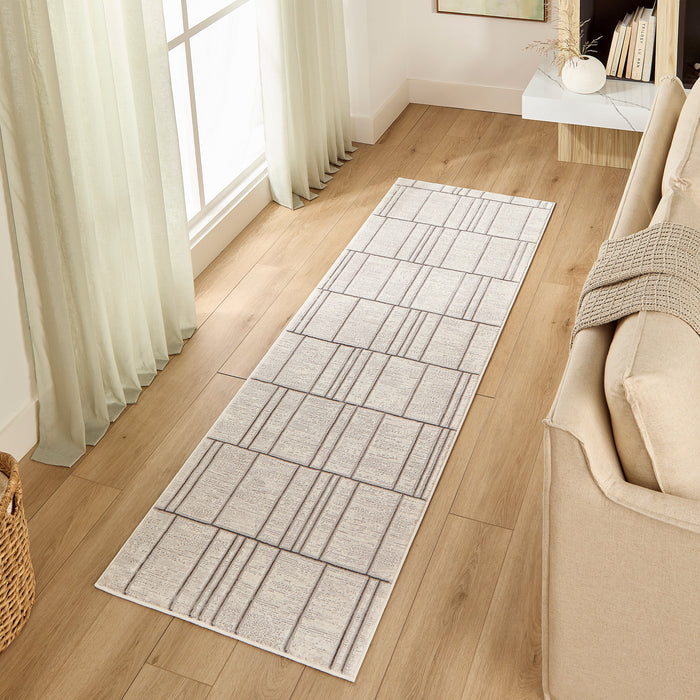 Timeless Luxe Black Ivory Linear Geometric - U6015 - 3' x 8' Runner