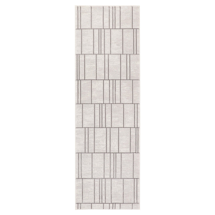 Timeless Luxe Black Ivory Linear Geometric - U6015 - 3' x 8' Runner