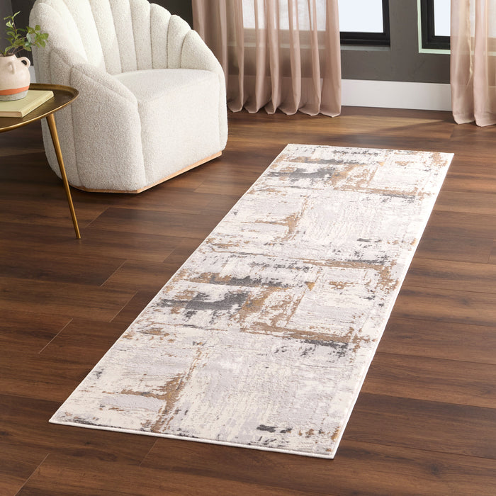 Veleka Gray Beige Painterly - U6016 - 3' x 8' Runner