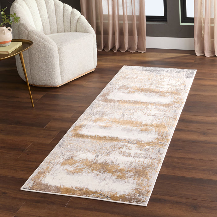 Veleka Gray Gold Painterly - U6017 - 3' x 8' Runner