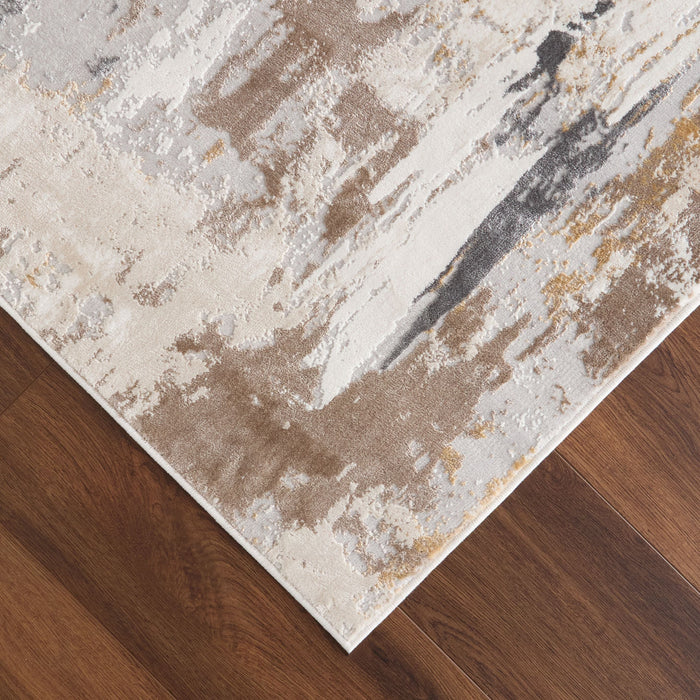 Veleka Gray Gold Painterly - U6018 - 3' x 8' Runner