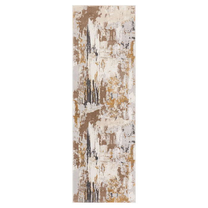 Veleka Gray Gold Painterly - U6018 - 3' x 8' Runner