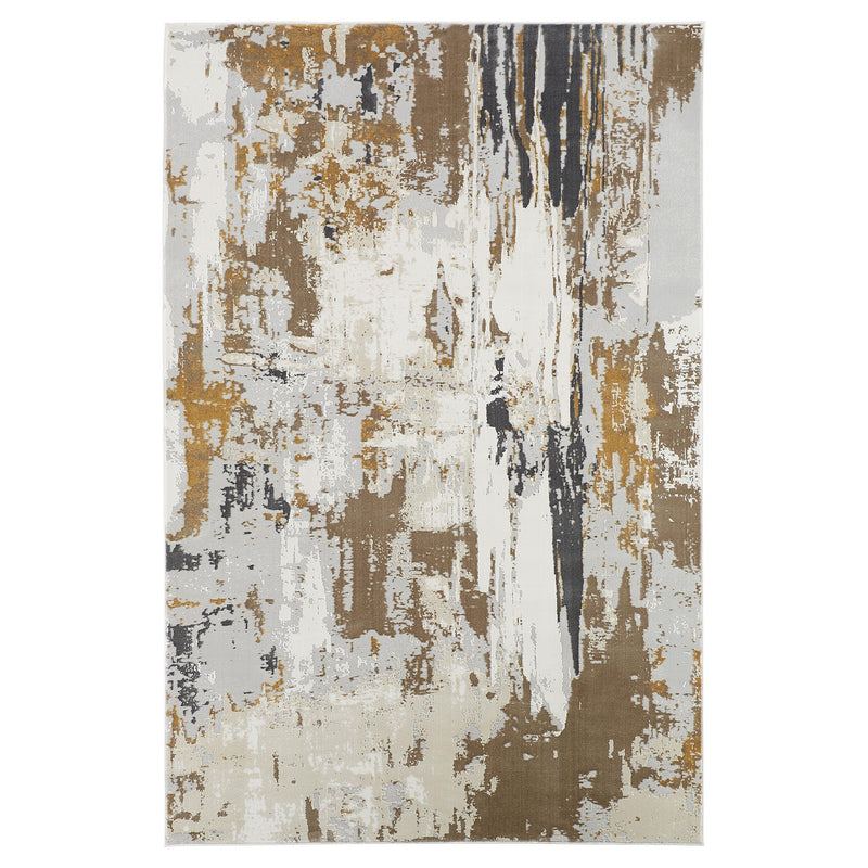 Veleka Gray Gold Painterly - U6018 - 5' x 8'
