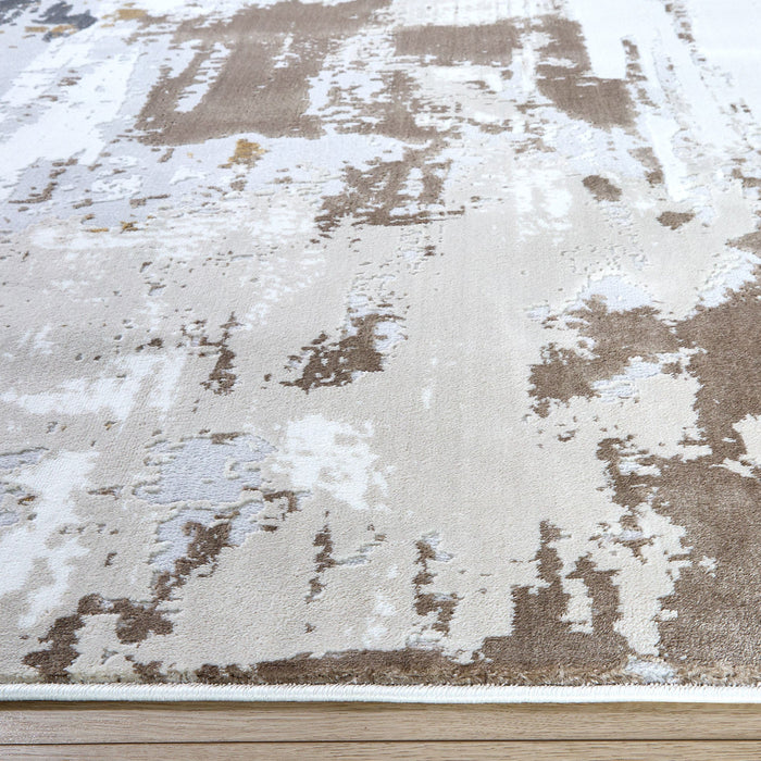 Veleka Gray Gold Painterly - U6018 - 5' x 8'