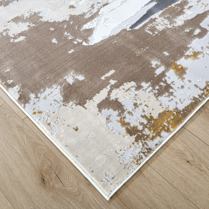 Veleka Gray Gold Painterly - U6018 - 5' x 8'