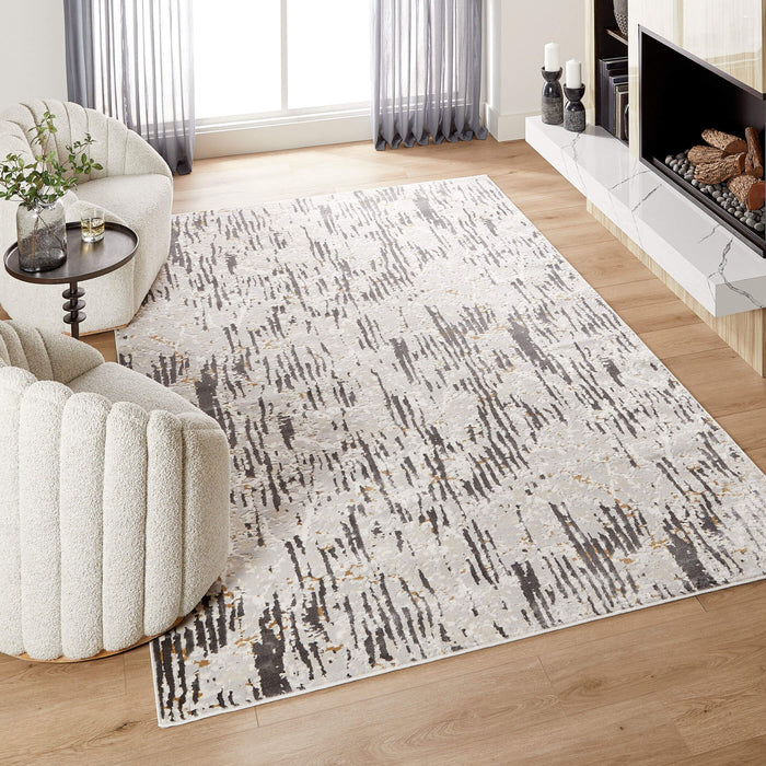 Veleka Gray Gold Stripe - U6019 - 5' x 8'