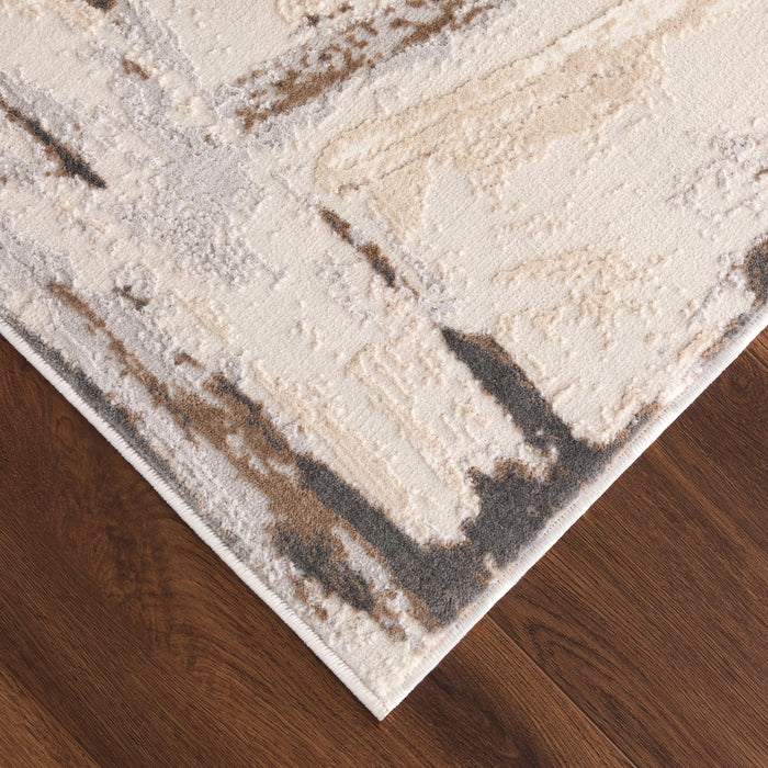 Veleka Gray Gold Brush Stroke - U6020 - 3' x 8' Runner