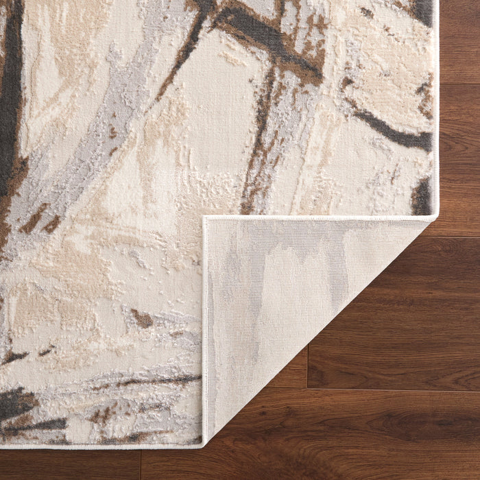 Veleka Gray Gold Brush Stroke - U6020 - 3' x 8' Runner