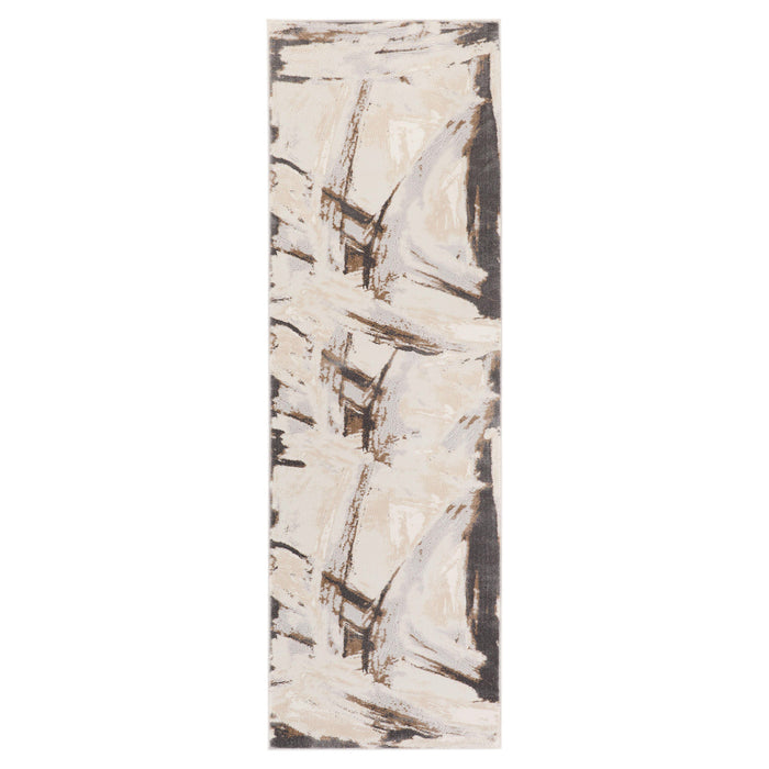 Veleka Gray Gold Brush Stroke - U6020 - 3' x 8' Runner