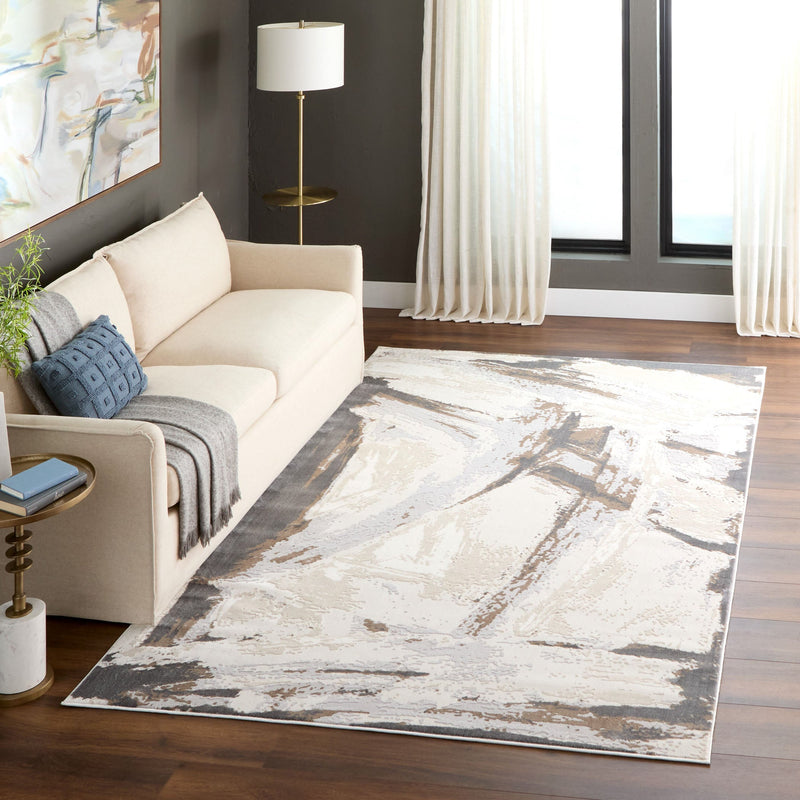Veleka Gray Gold Brush Stroke - U6020 - 5' x 8'