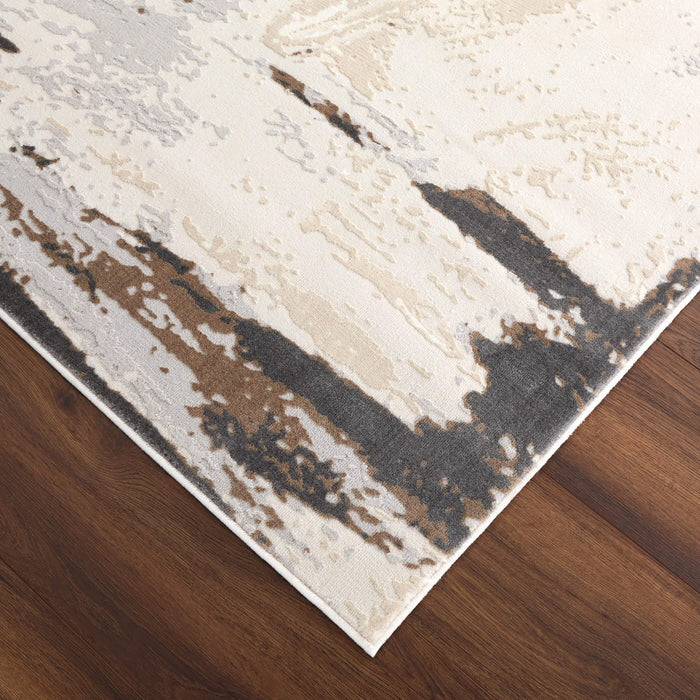Veleka Gray Gold Brush Stroke - U6020 - 7' x 9'