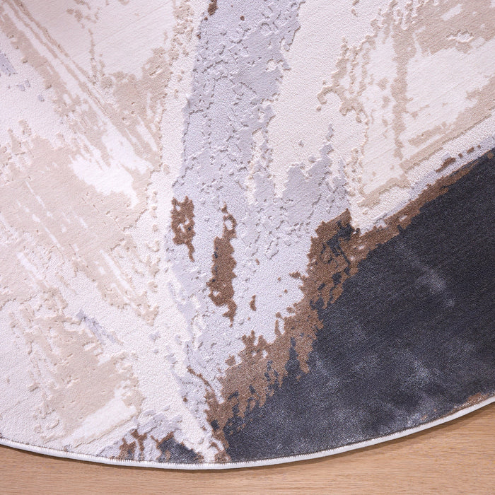 Veleka Gray Gold Brush Stroke - U6020 - 5' Round