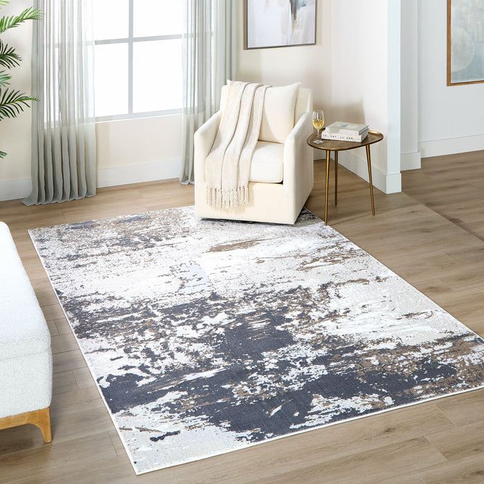 Veleka Gray Gold Painterly - U6021 - 2' x 3'