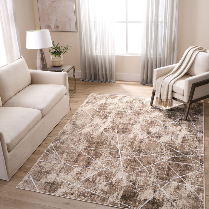 Rienz Brown Linear Geometric - U7017 - 5' x 8'
