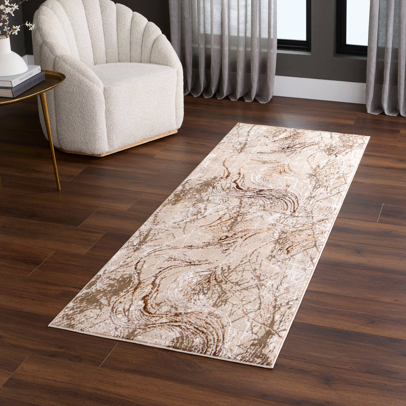 Piave Brown Linear Swirl - U8008 - 3' x 8' Runner