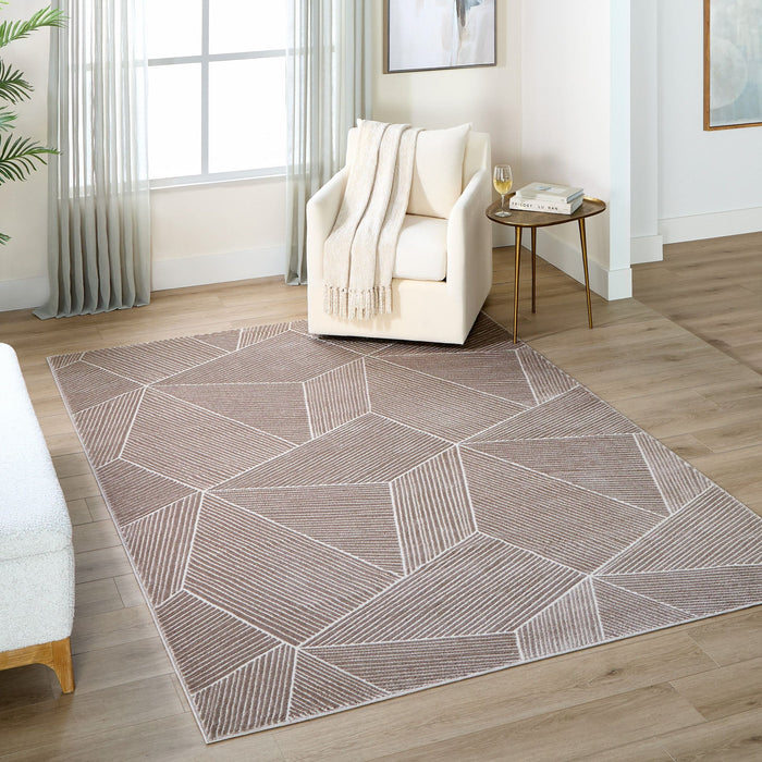Eclectic Luxe Brown Geometric - U9002 - 5' x 8'